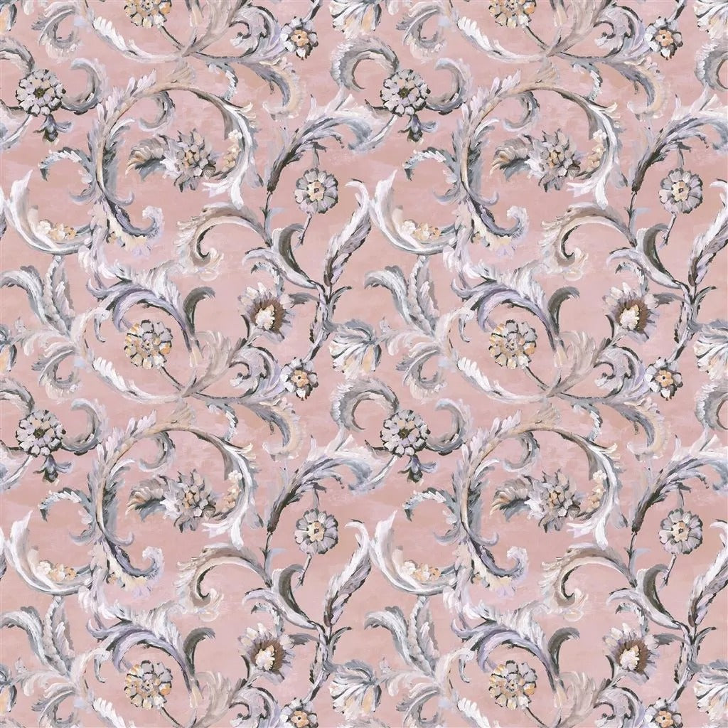 Myrtle Damask Fabric - Pink 
