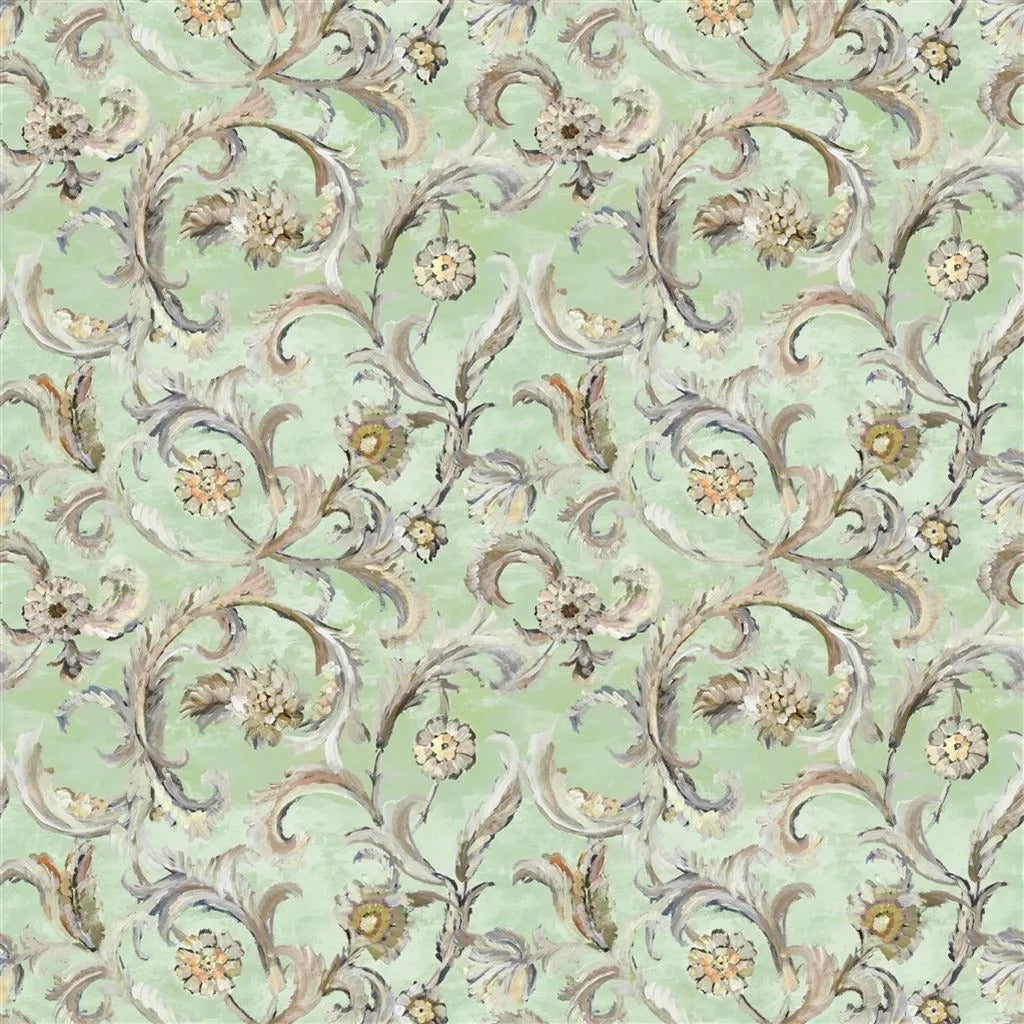 Myrtle Damask Fabric - Green
