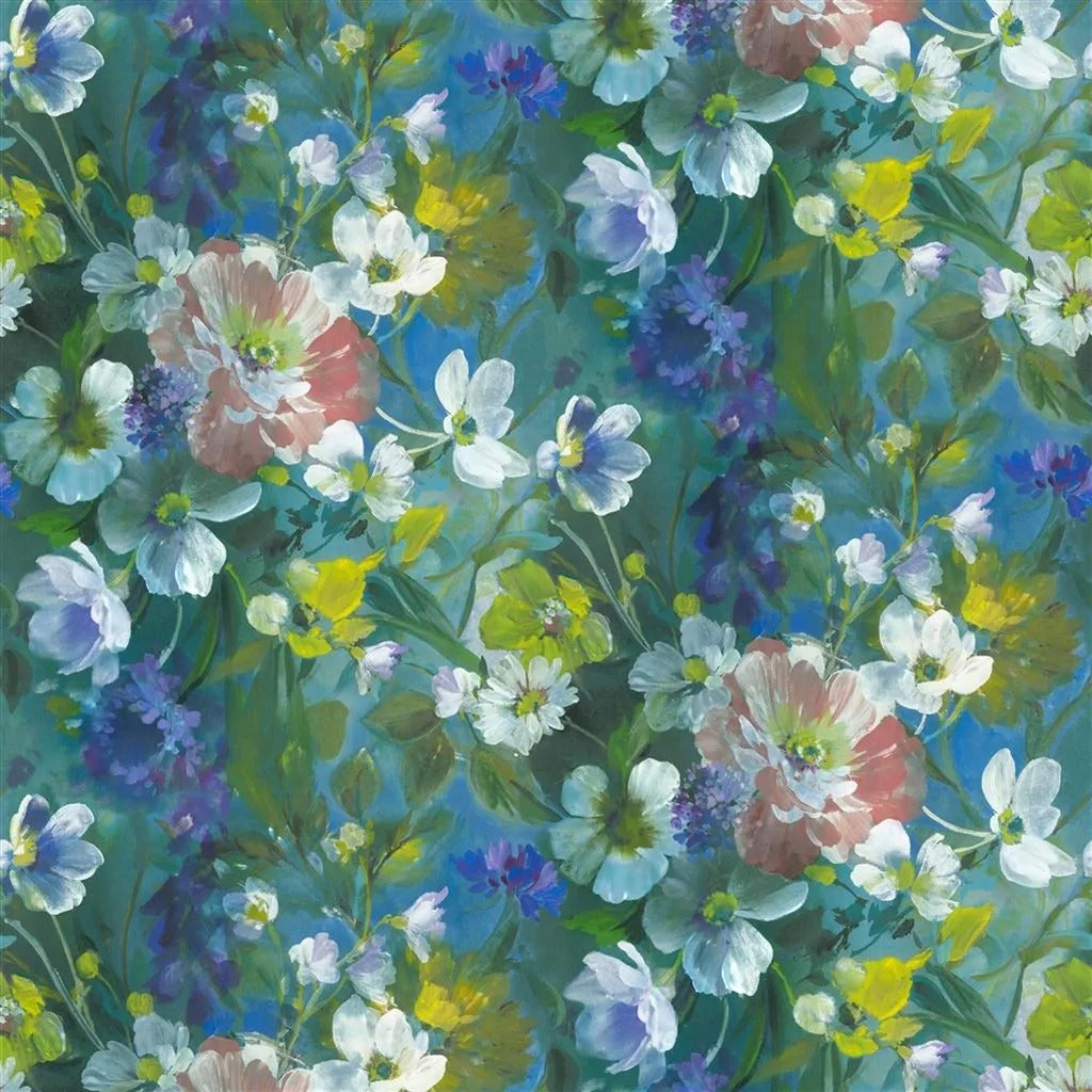 Gladys Blossom Cobalt Fabric - Blue