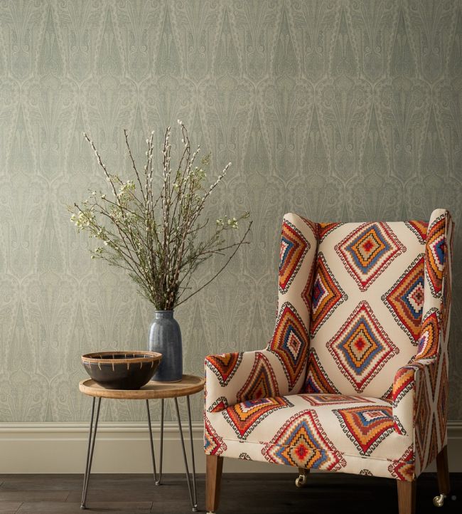 Troika Paisley Room Wallpaper - Gray