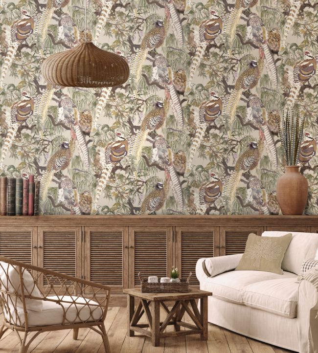 Game Birds Room Wallpaper - Green