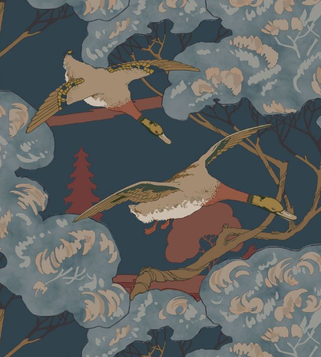 Grand Flying Duck Wallpaper - Blue