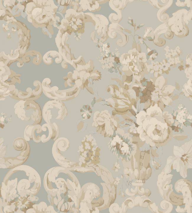 Floral Rococo Wallpaper - Teal