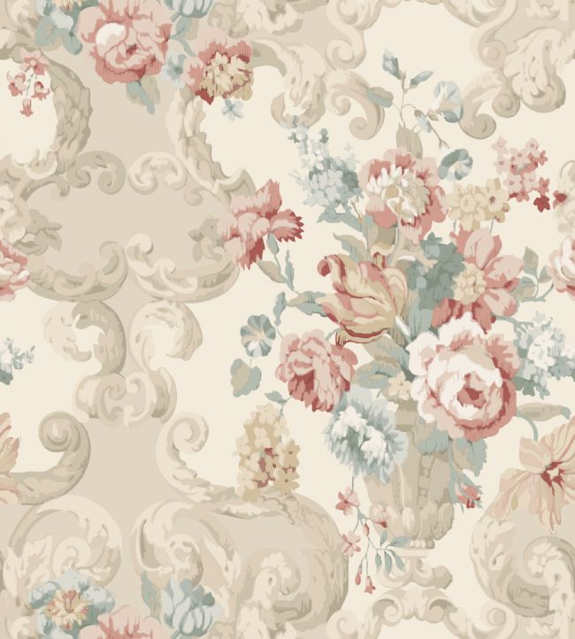 Floral Rococo Wallpaper - Cream