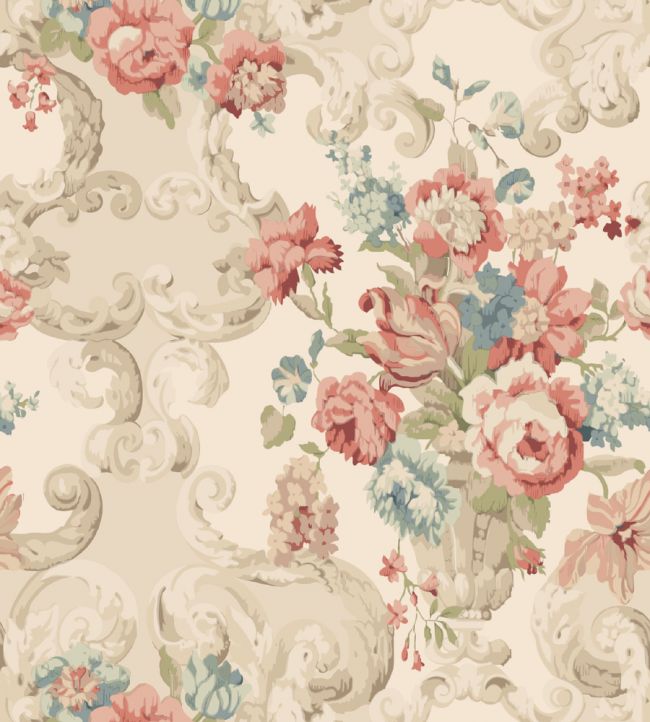 Floral Rococo Wallpaper - Pink