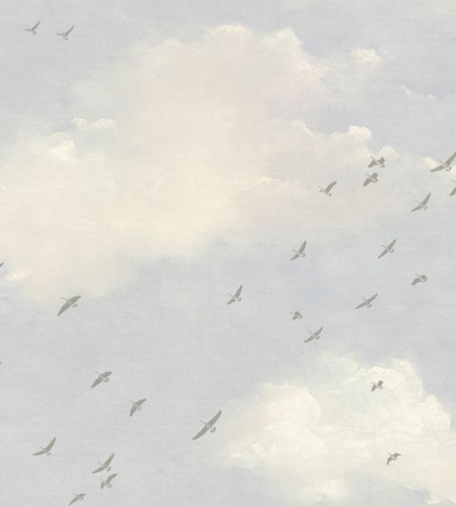 Clouds and Birds Wallpaper - Blue 