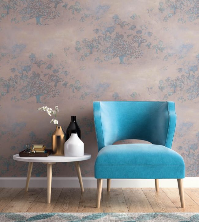 Organic Haze Room Wallpaper - Blue