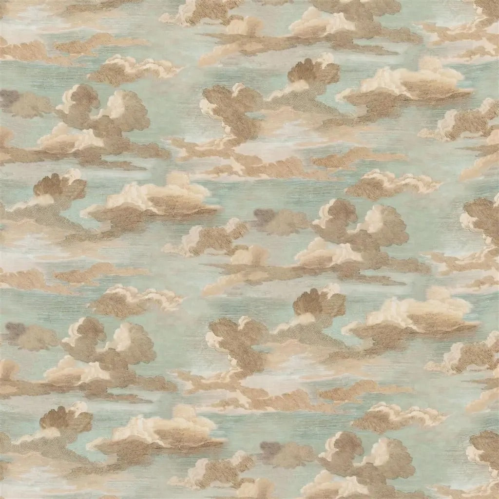 Clouds Fabric - Teal