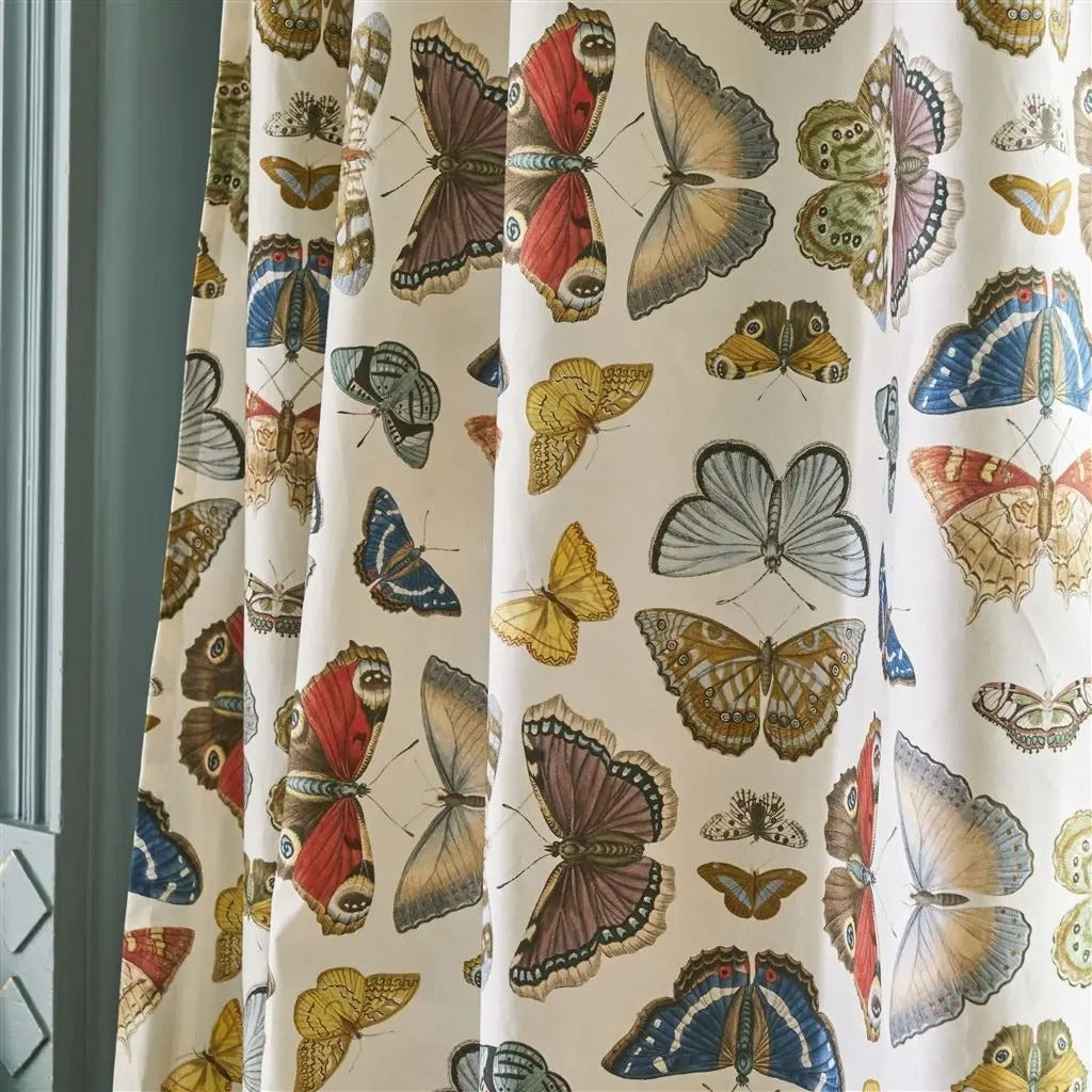 Mirrored Butterflies Parchment Room Fabric - Multicolor