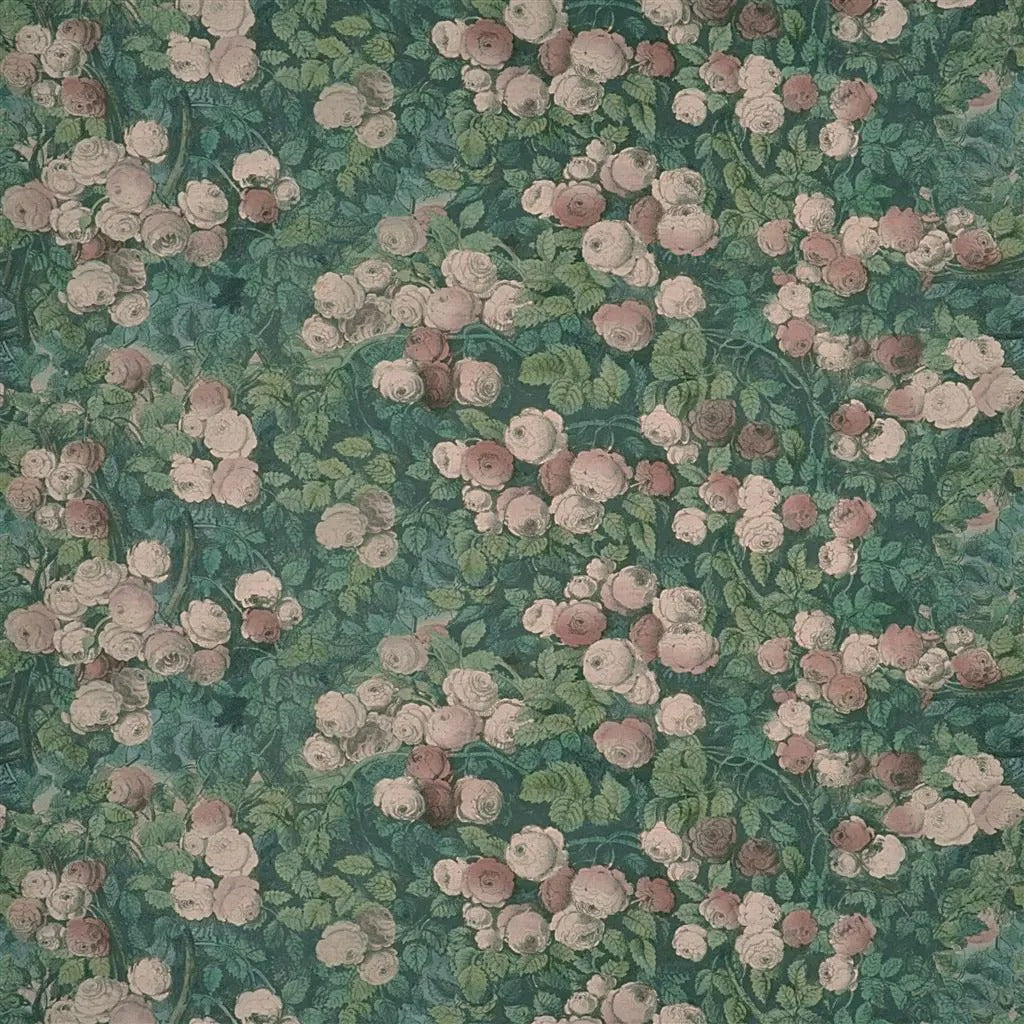 Rose Mosaic Forest Fabric - Green