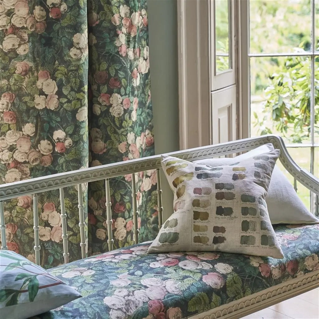 Rose Mosaic Forest Room Fabric 2 - Green