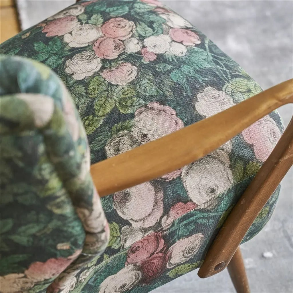 Rose Mosaic Forest Room Fabric 5 - Green