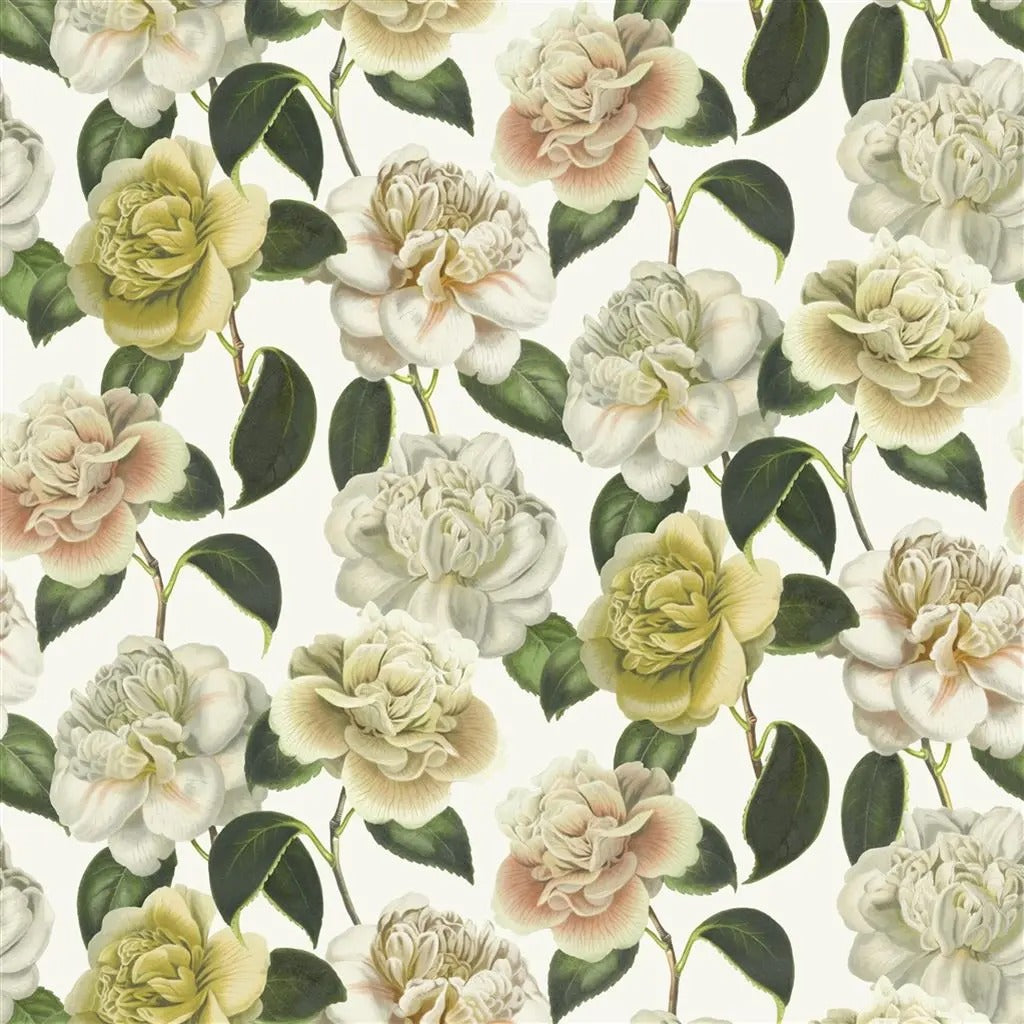 Camellia Folly Fabric - Green