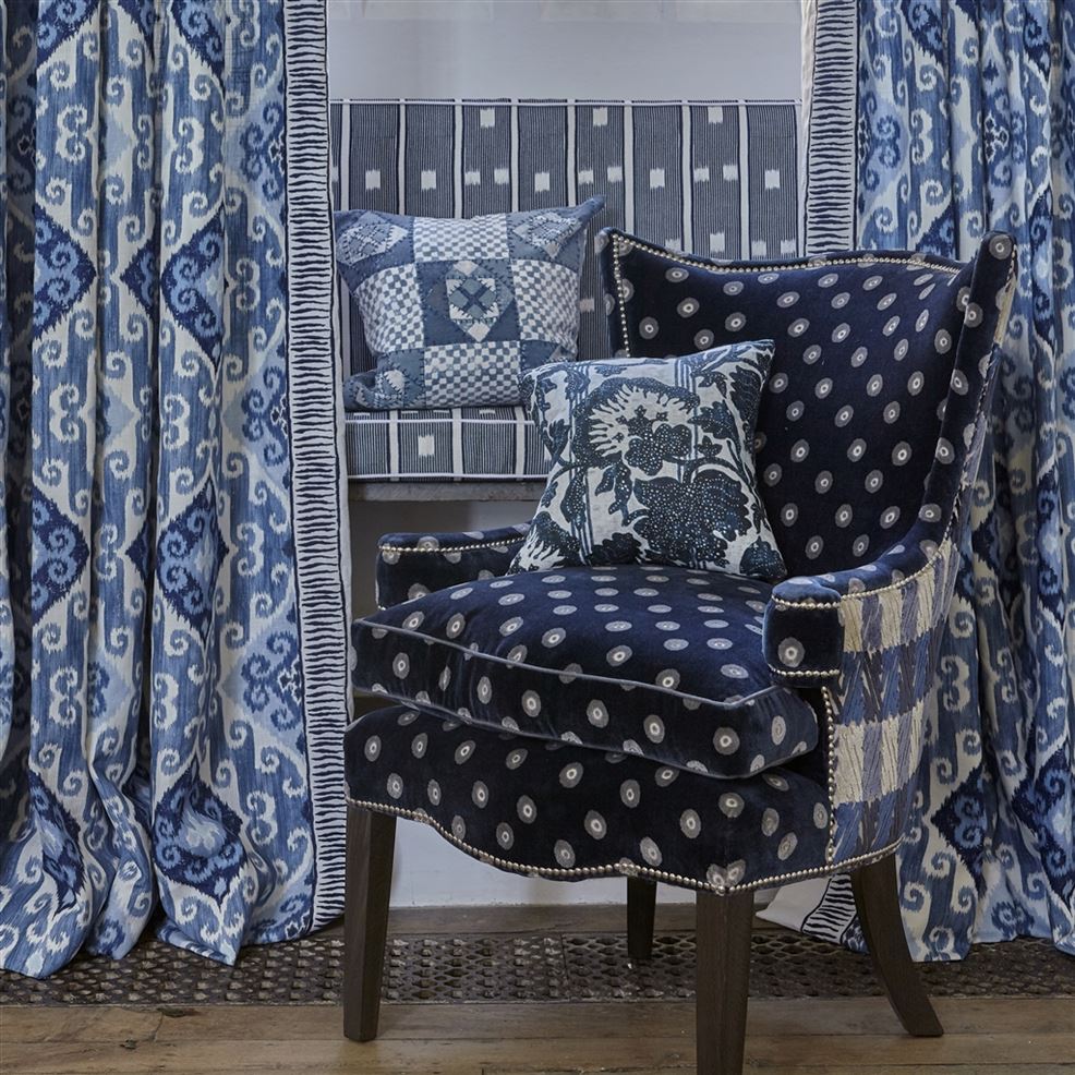 Hadrian Midnight Room Fabric - Blue