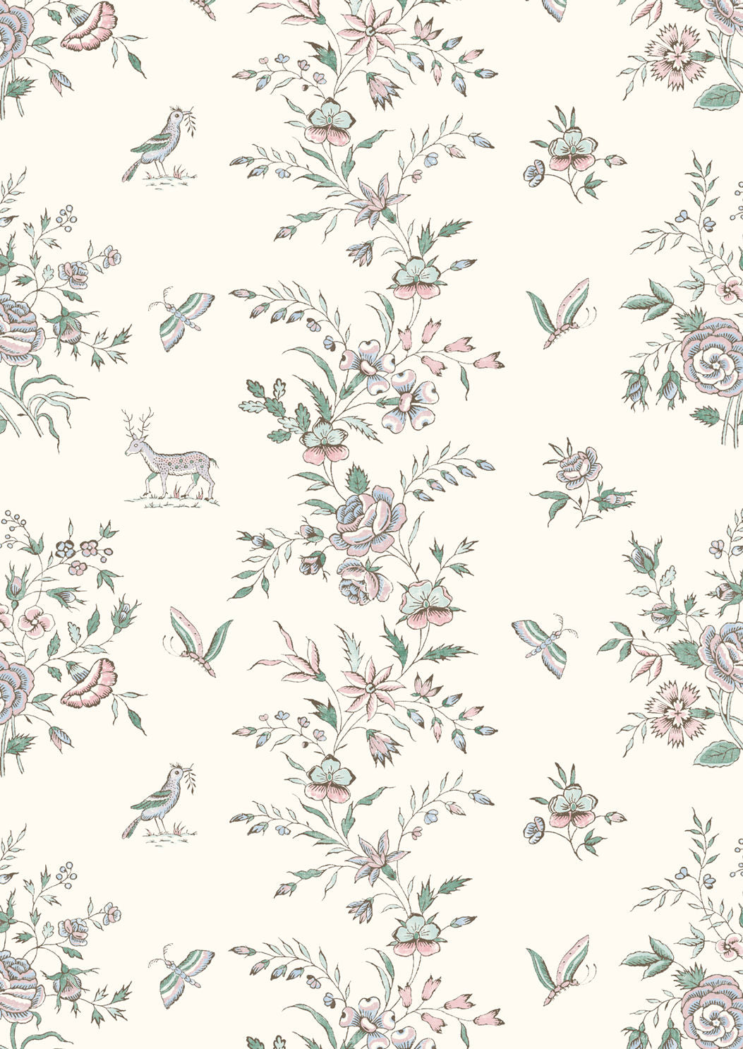 Fleurie Wallpaper - Peppermint Rose - Lewis & Wood