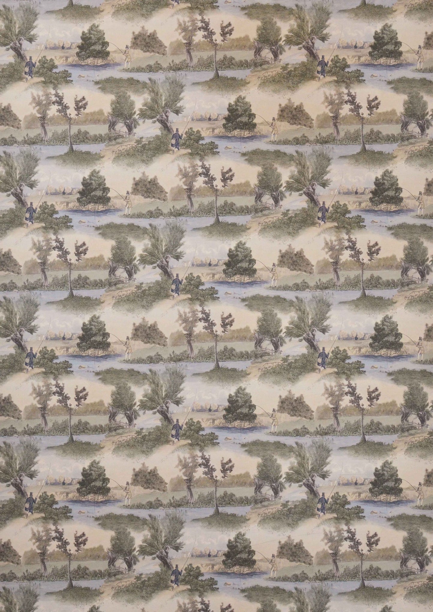 Fly Fishing Fabric - Green - Lewis & Wood