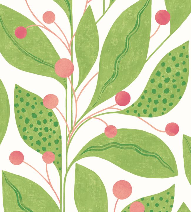 Berry Dot Wallpaper - Green