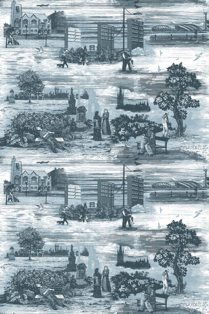 Glasgow Toile Fabric - Blue