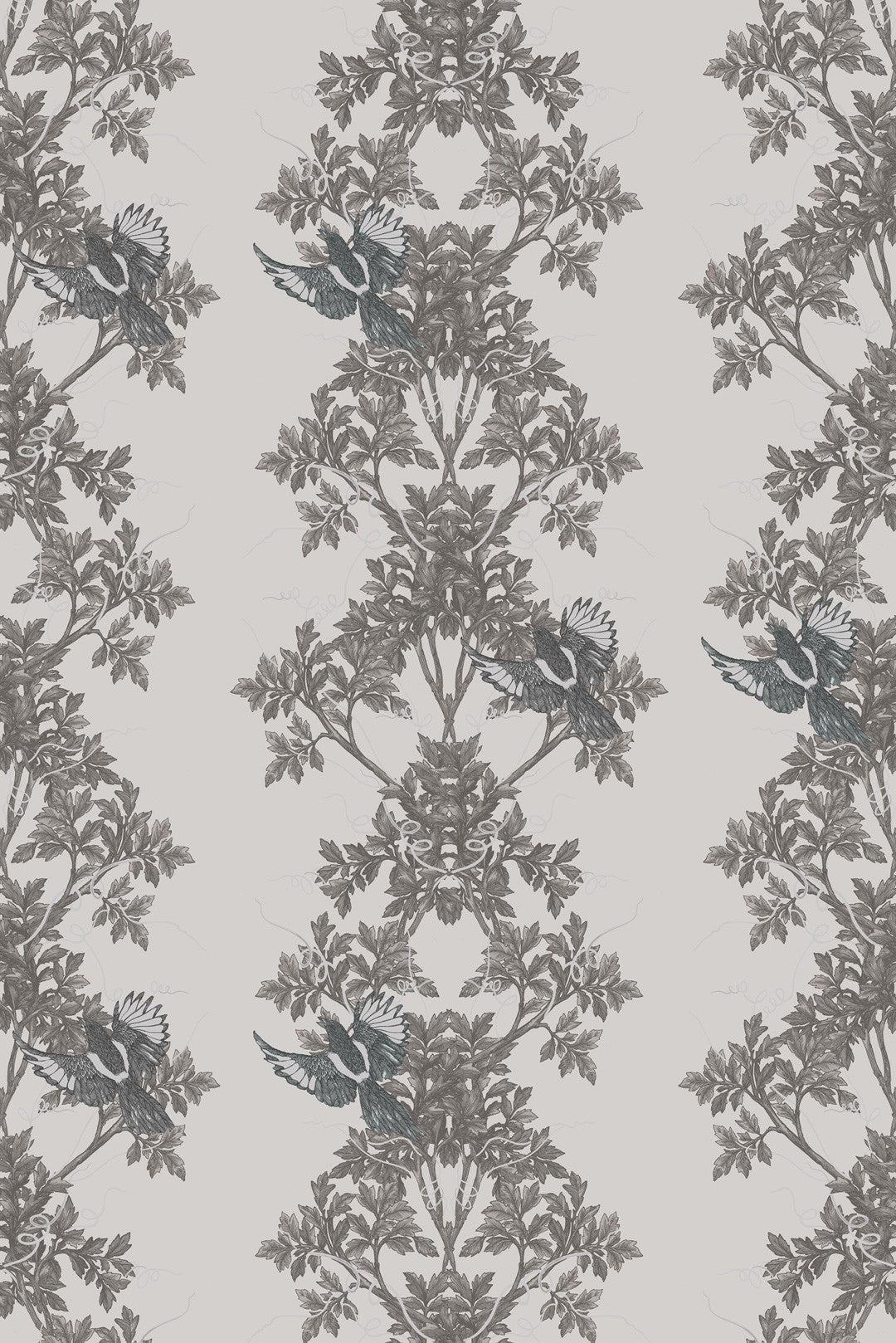 Two In A Bush Wallpaper - Gray
