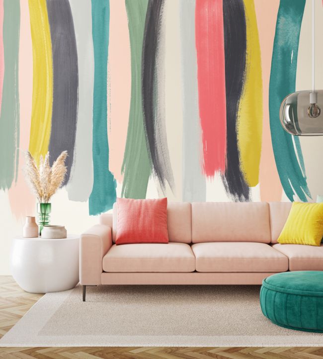 Blurred Lines Room Wallpaper - Multicolor