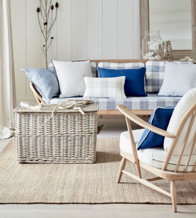 Hemsby Check Room Fabric - Blue