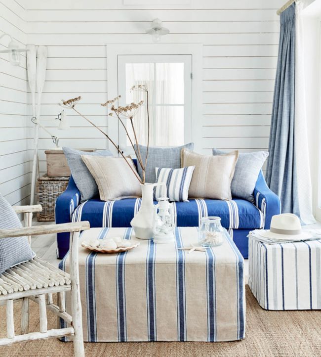 Moffat Stripe Room Fabric - Blue
