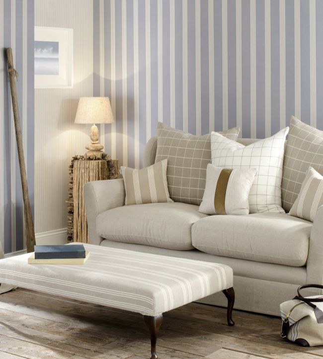 Oxford Stripe Room Wallpaper - Blue