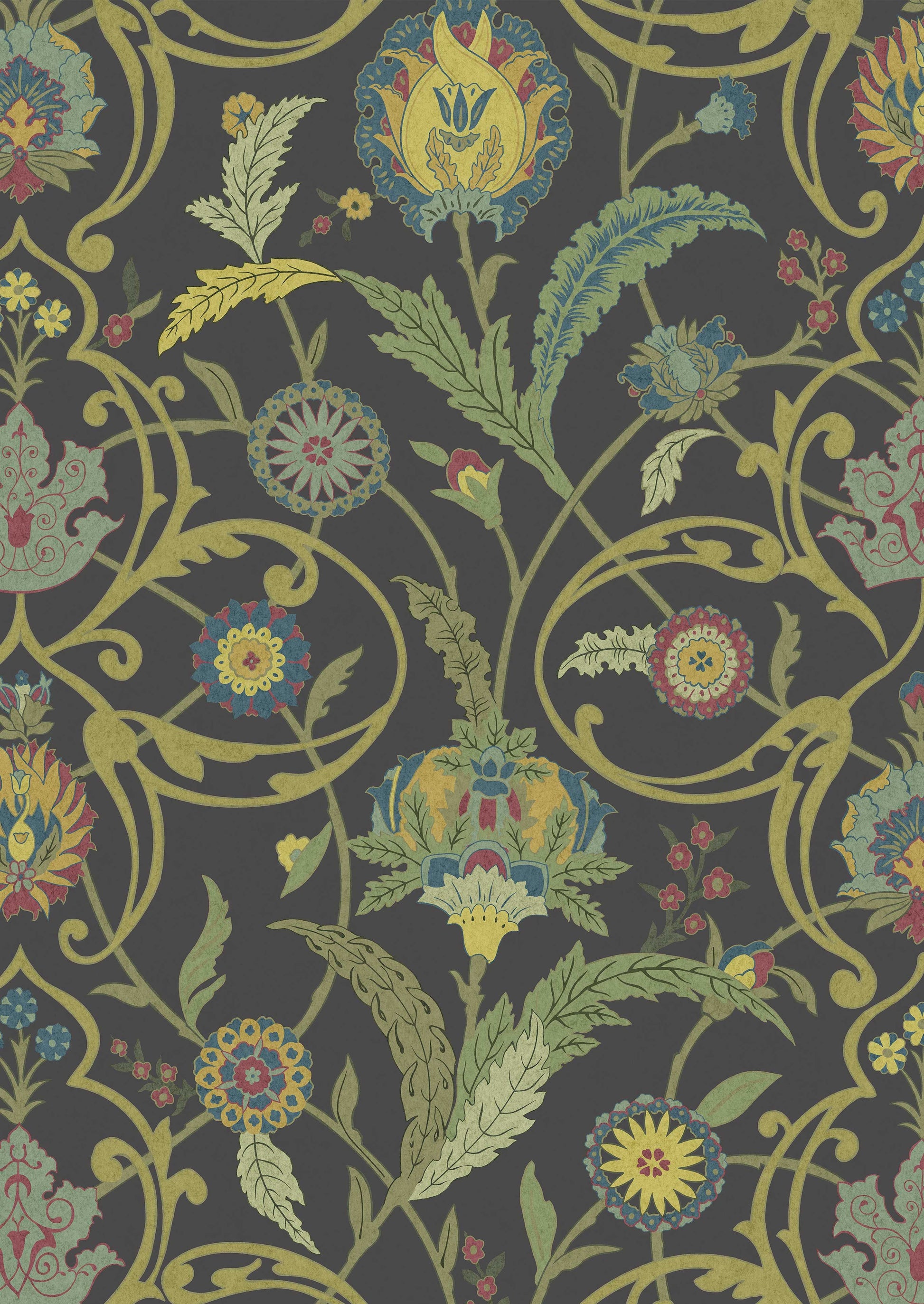Ipek Damask Wallpaper - Black Gold - Lewis & Wood