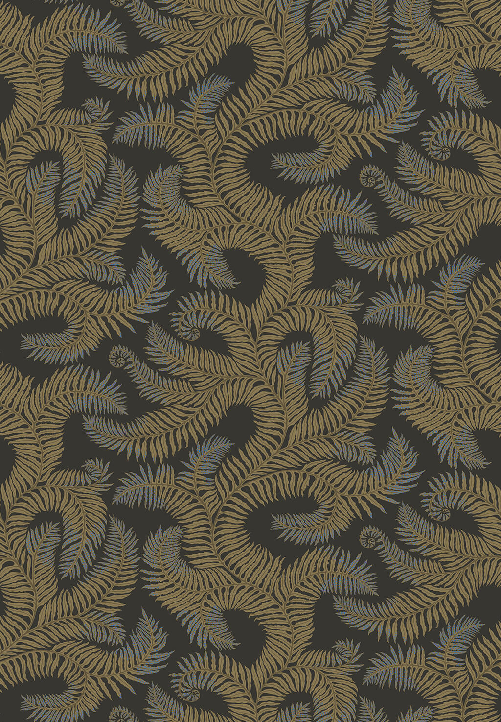 Bombe’s Fernery Wallpaper | Olive and Dark Grey