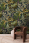 Palm Grove Room Wallpaper | Midnight and Green