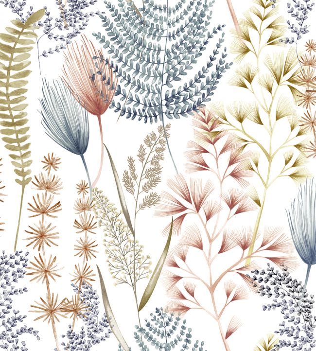 Summer Ferns Wallpaper - Blue 