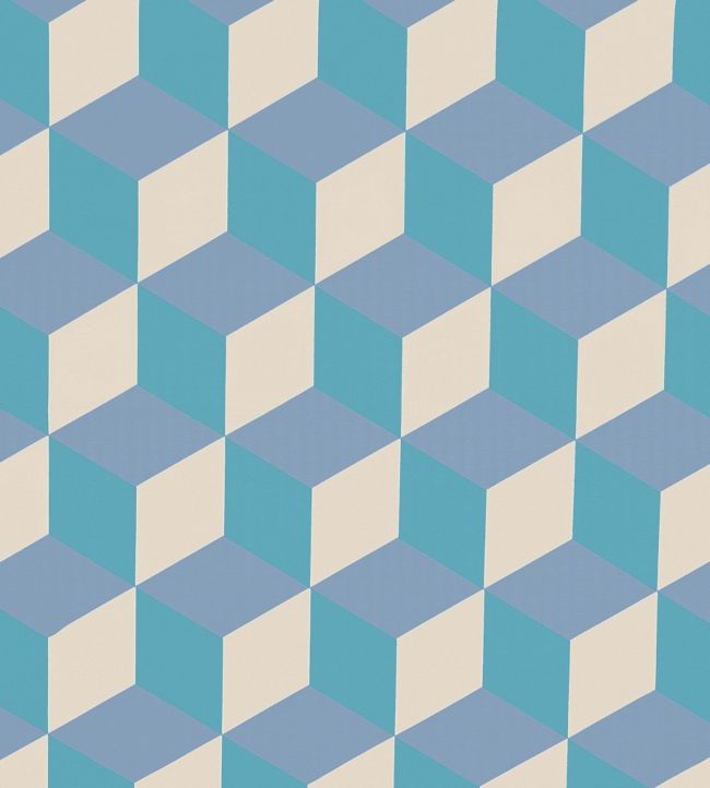 Cubes Fabric - Teal