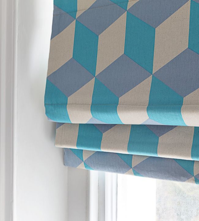 Cubes Room Fabric - Teal
