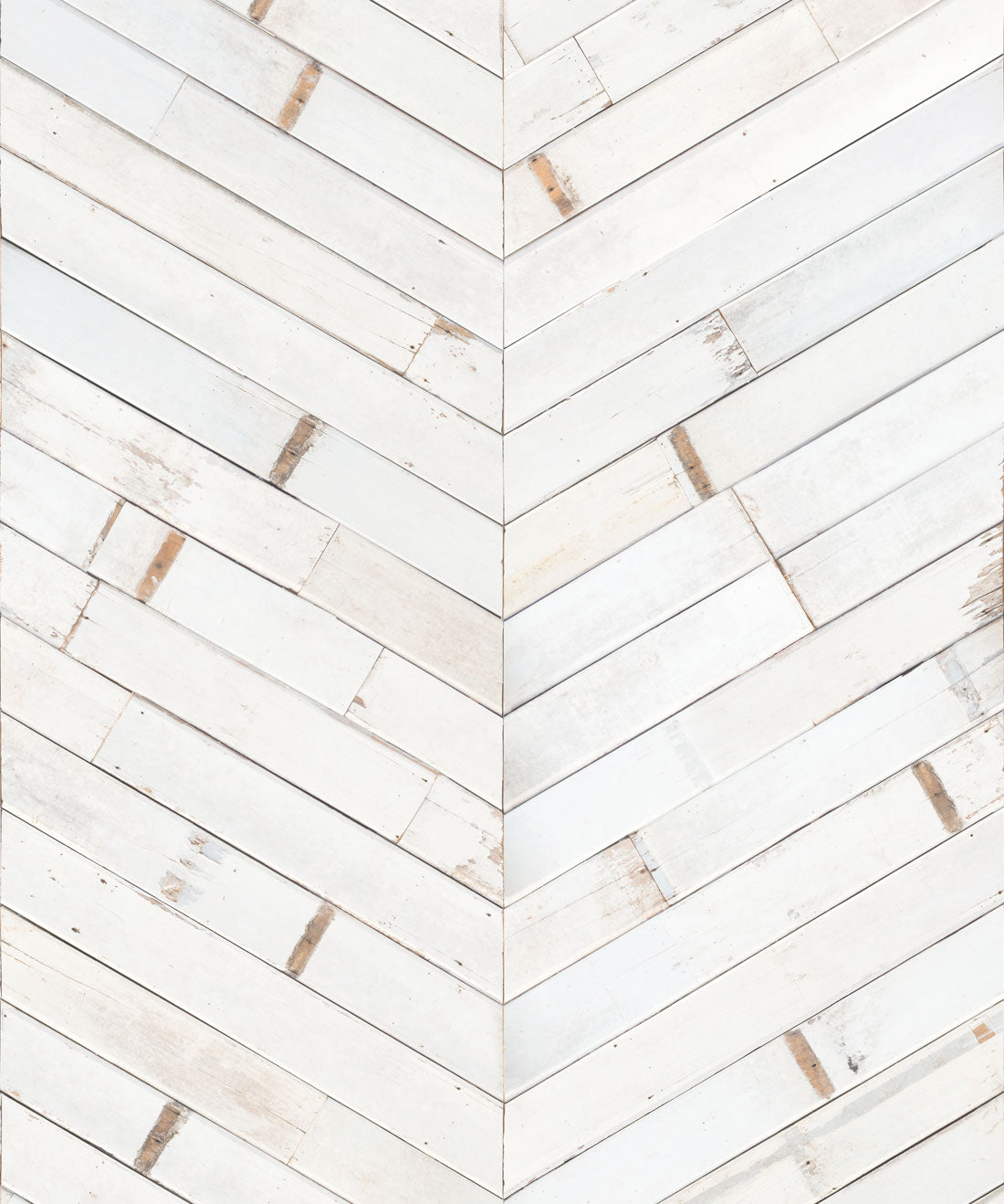 Distressed Timber Chevron Nursey Wallpaper - White