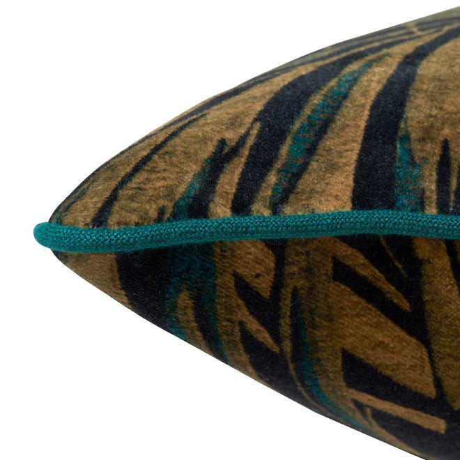 Butterfly Palm Maize Velvet Side Cushion