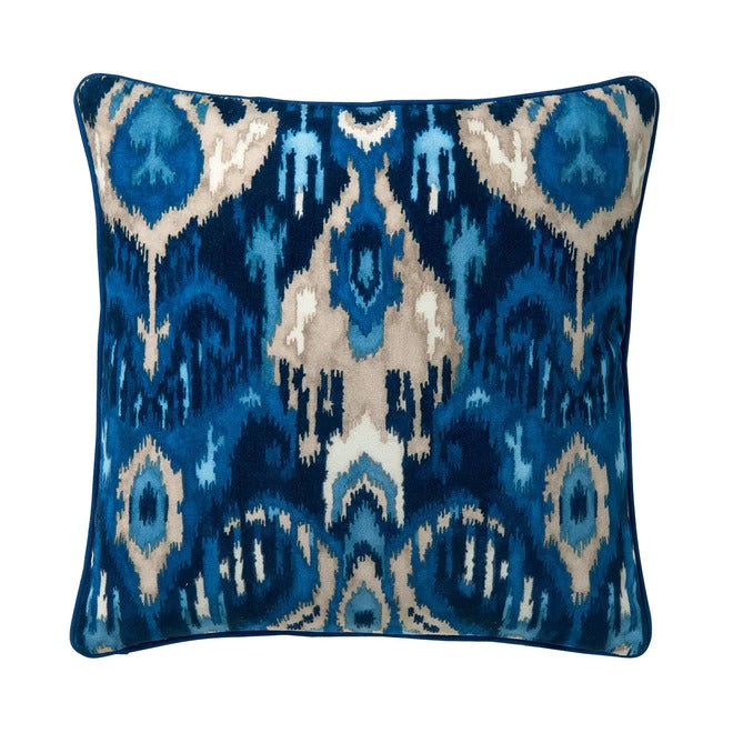 Bukhara Indigo Velvet Back Cushion