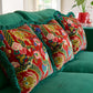 Double Dragon Lacquer Red Velvet Room Cushion