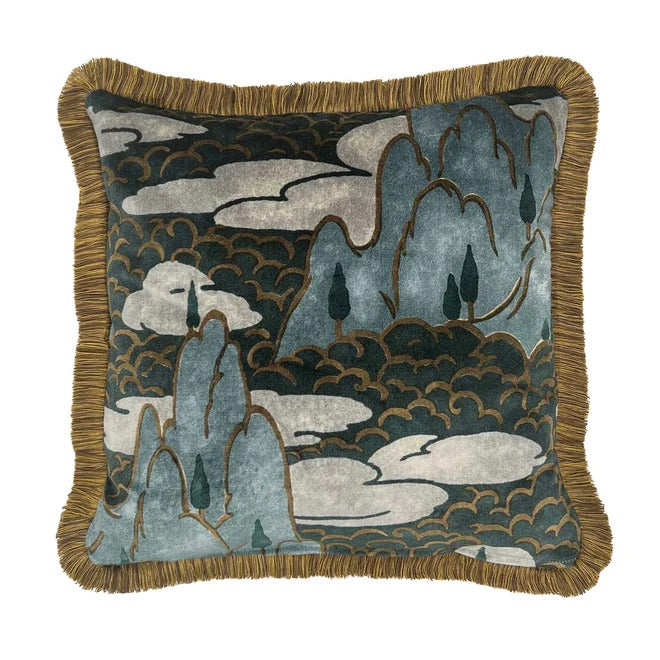 Close Encounters Grey Skies Velvet Back Cushion
