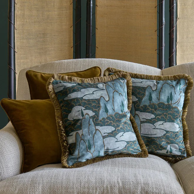 Close Encounters Grey Skies Velvet Room Cushion