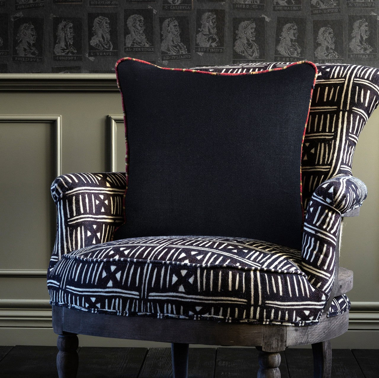 ANTHRACITE Room Linen Cushion - Blue