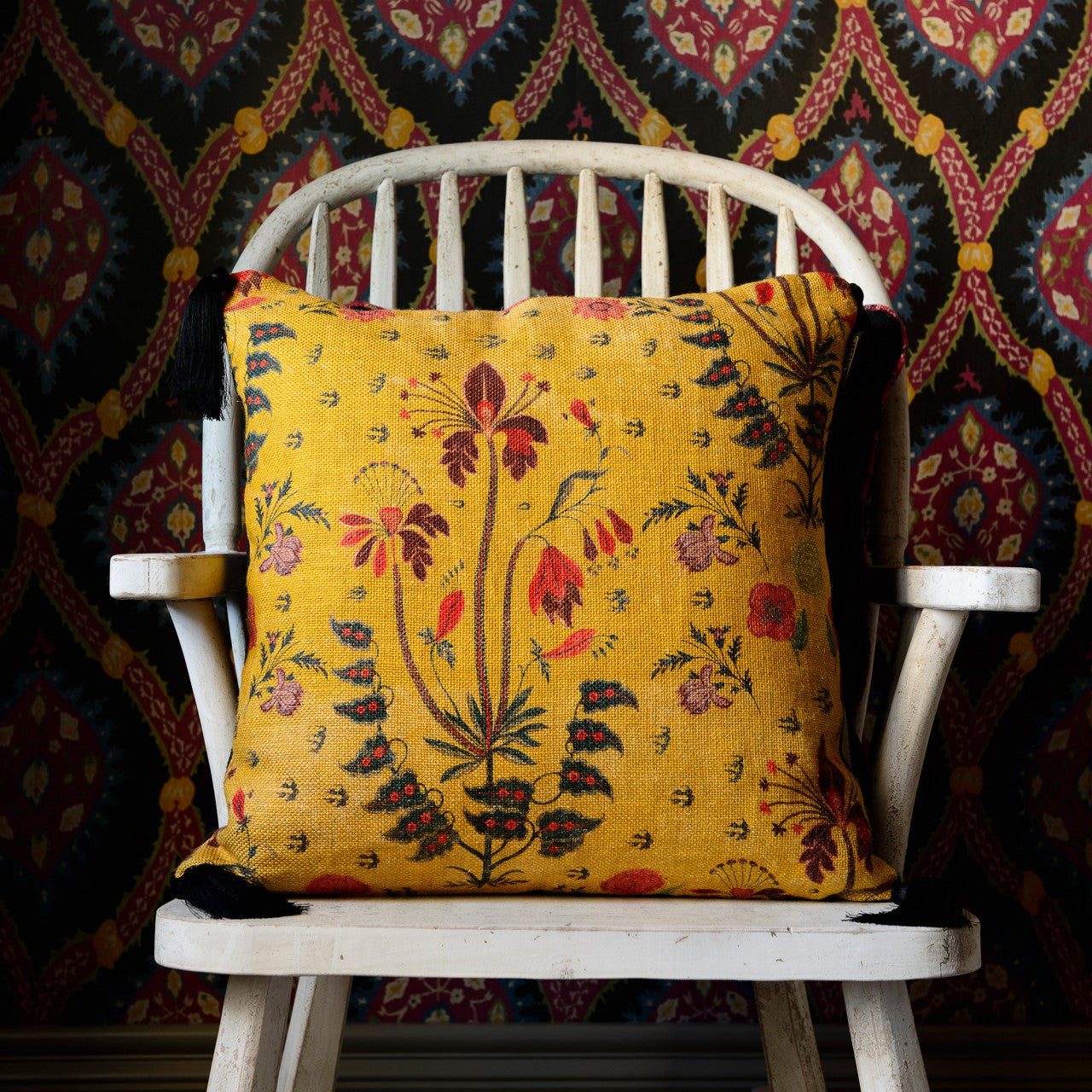 GYPSY OCHRE Anthracite Room Cushion - Yellow