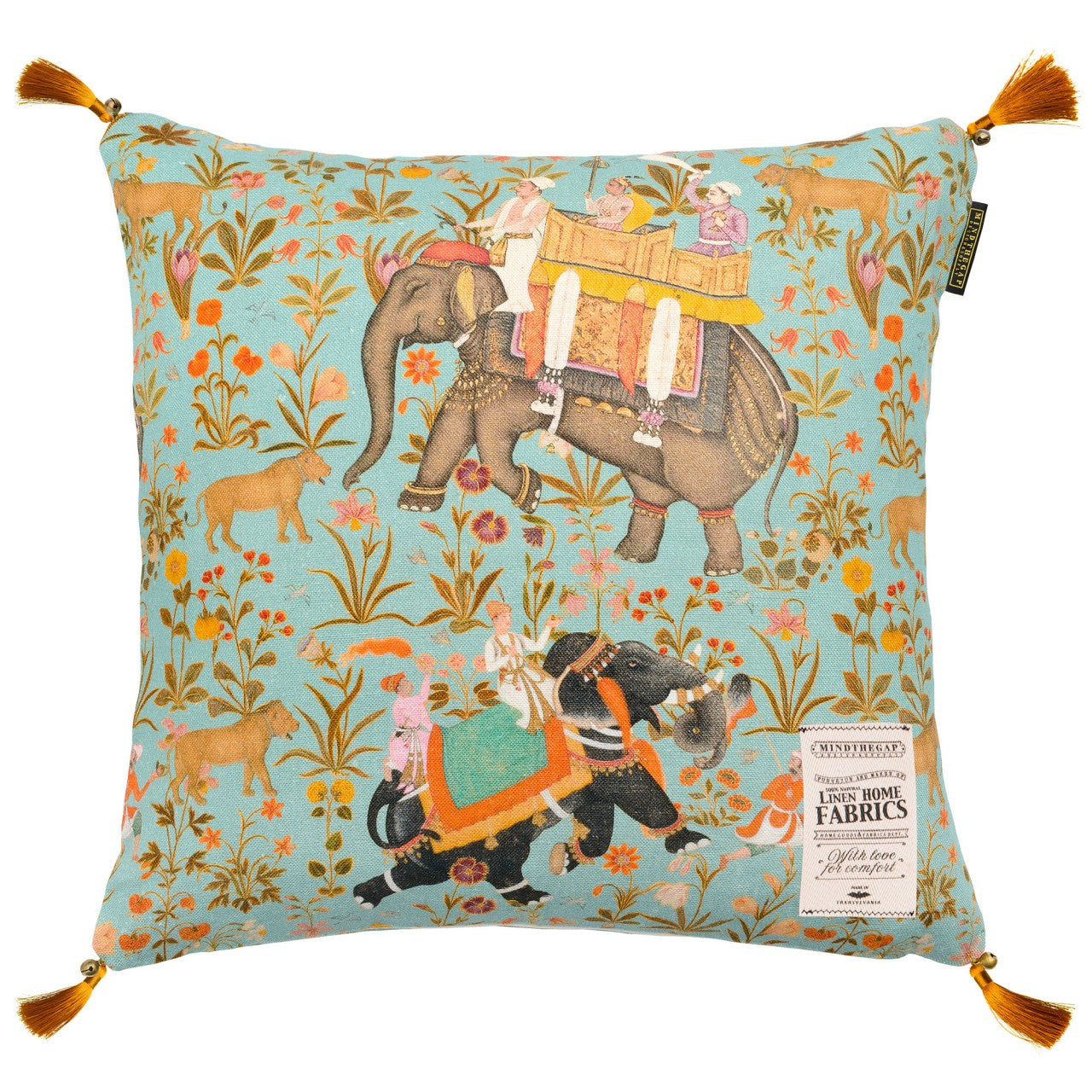 HINDUSTAN Aquamarine Linen Cushion - Teal
