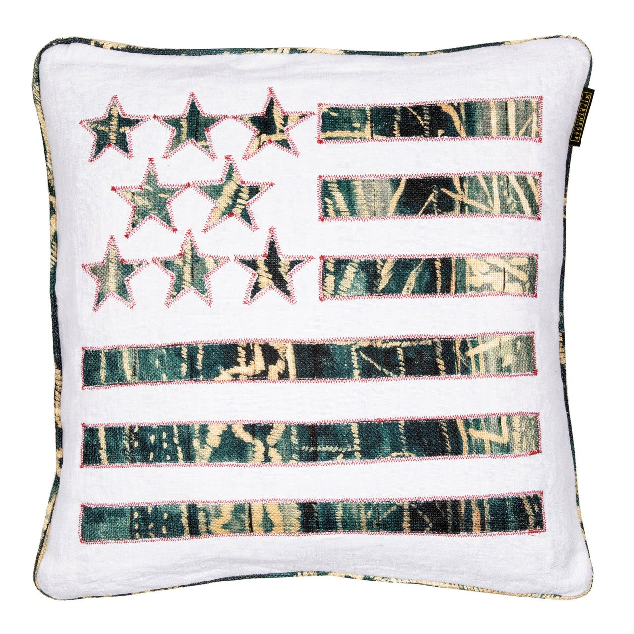 STARS AND STRIPES Linen Cushion - Teal