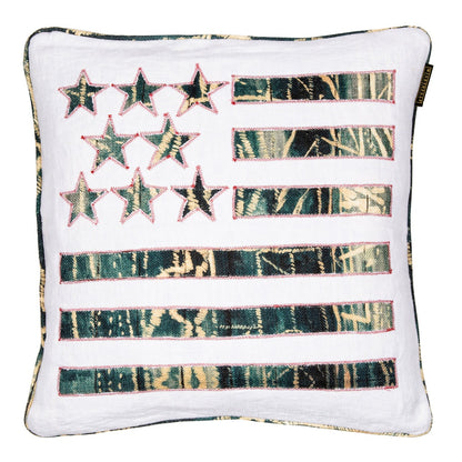 STARS AND STRIPES Linen Cushion - Teal