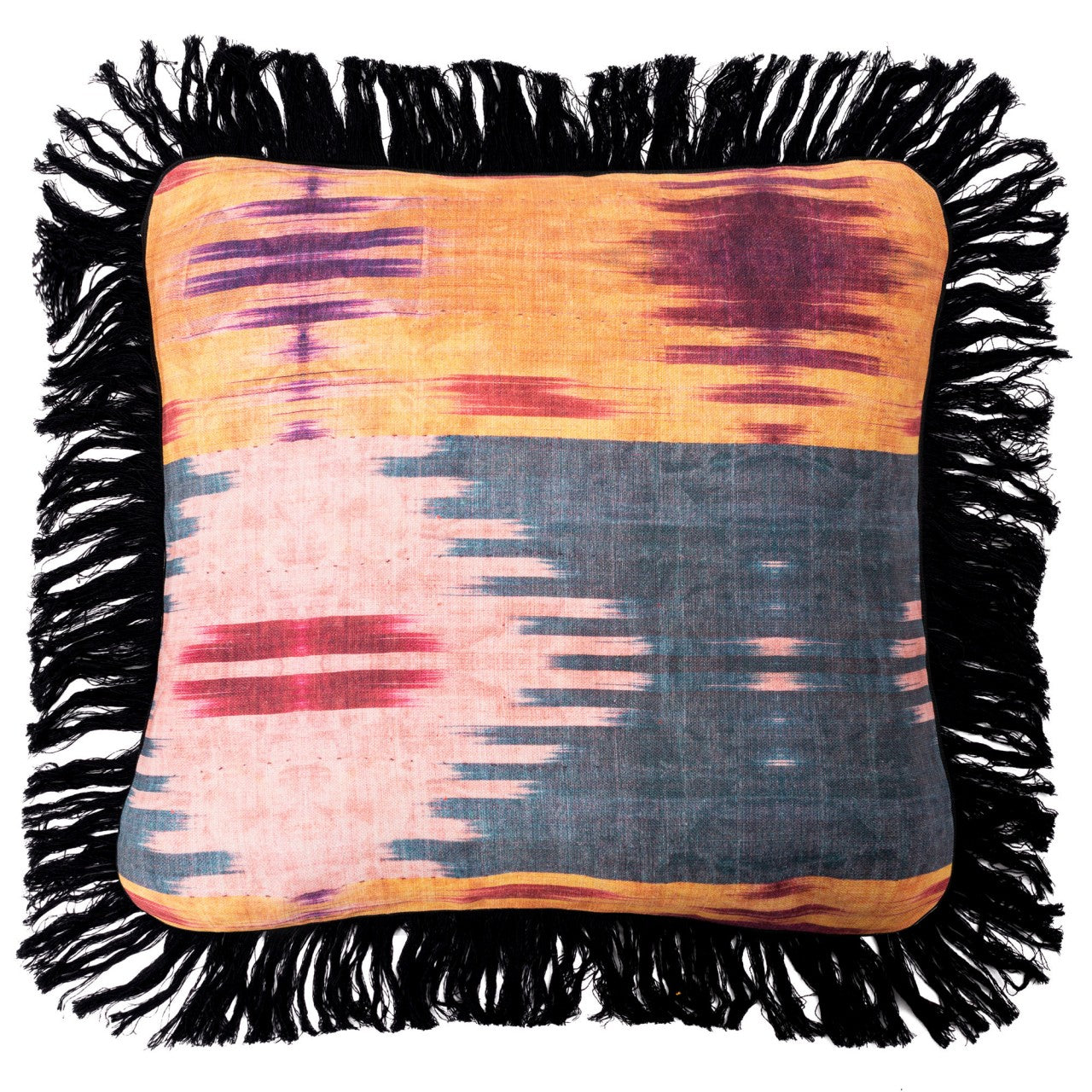 BENGAL TIGERS Linen Embroidered Room Cushion - Blue