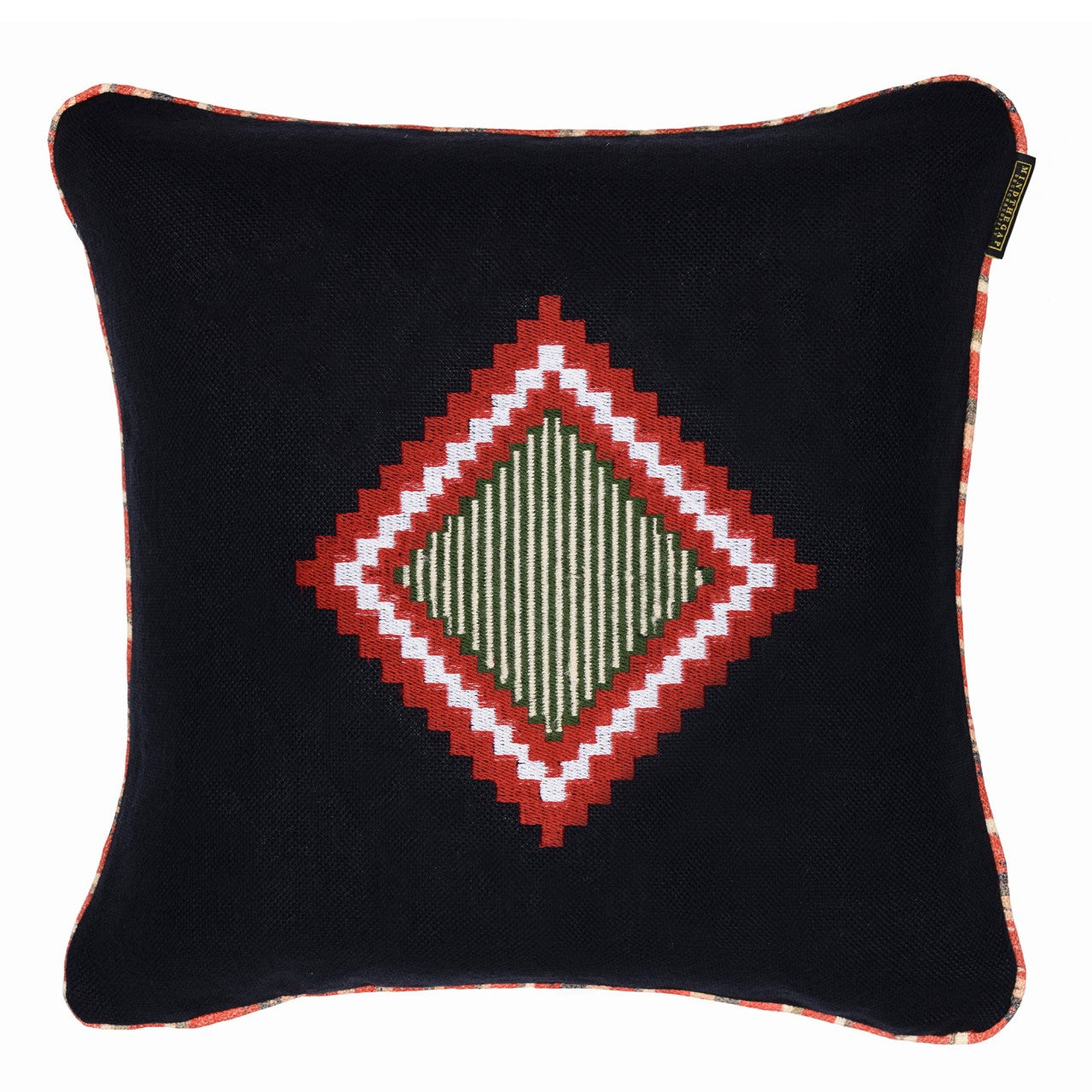 MOKI Linen Embroidered Room Cushion - Red