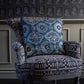 TIBERIUS Linen Embroidered Room Cushion - Blue
