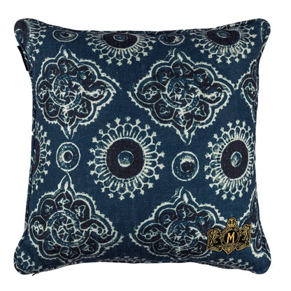 AJRAK Linen Cushion - Blue
