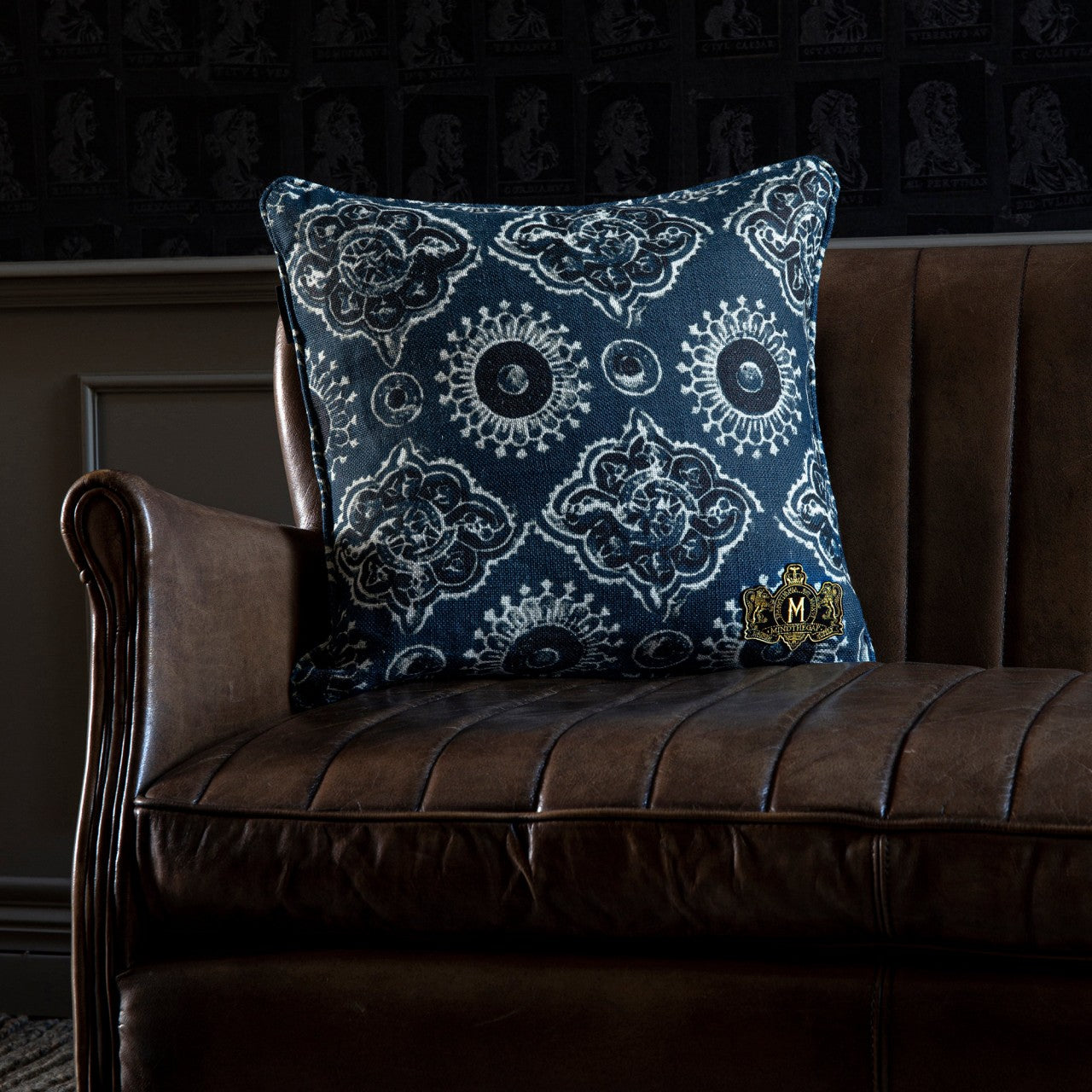 AJRAK Linen Room Cushion - Blue