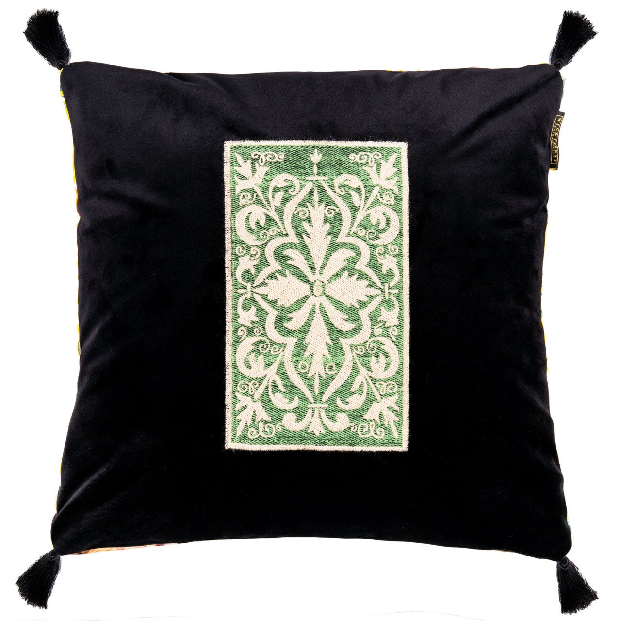 SPANISH EMBROIDERY Velvet Embroidered Room Cushion 3 - Green